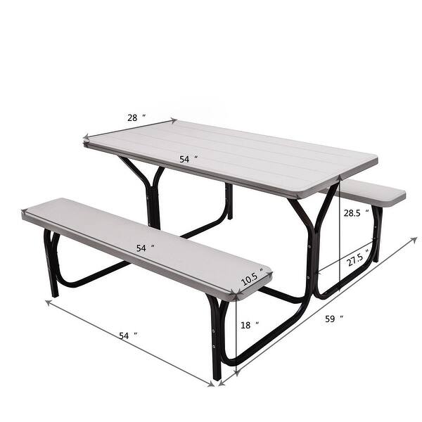 Shop Costway Picnic Table Bench Set Outdoor Backyard Patio Garden