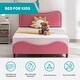 preview thumbnail 4 of 13, Mixoy Kids Bed with Curved Upholstered Headboard,Childs Princess Bed