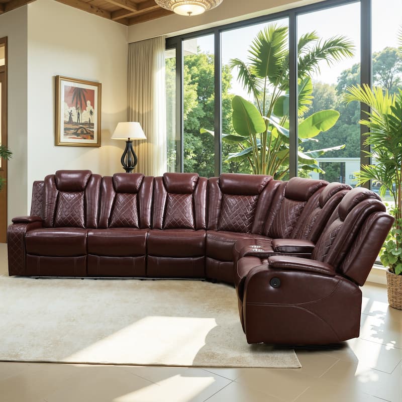 3-Piece Off-White Breathing Leather Living Room Recliner Sofa set