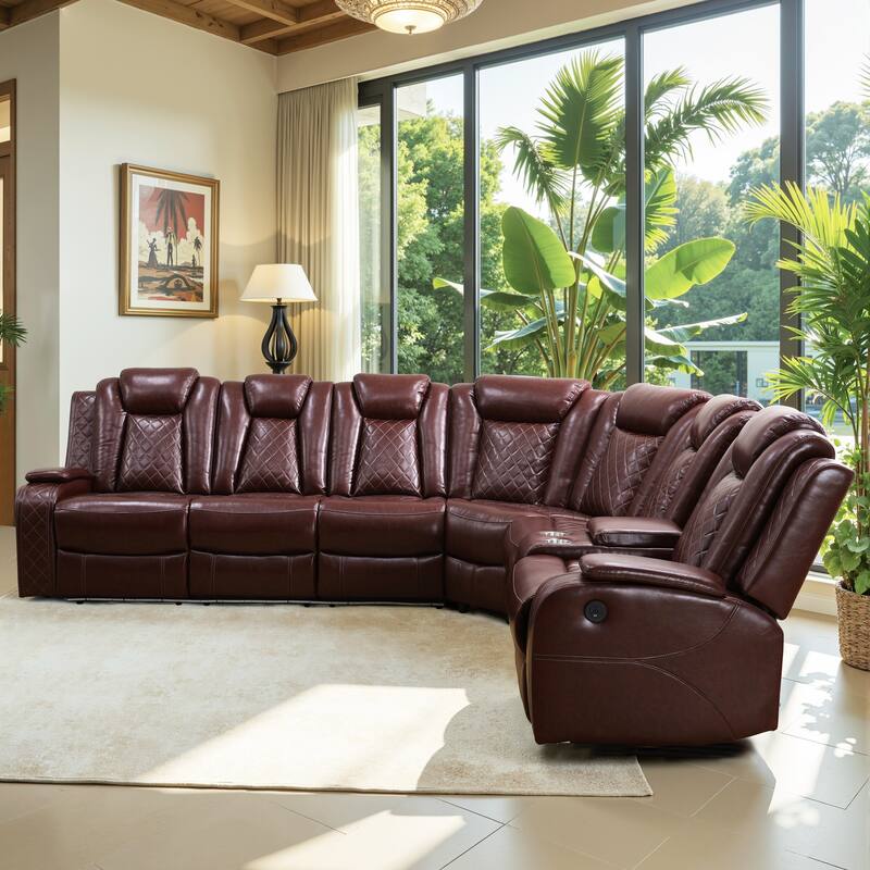 Off-White Breathing Leather 3-Piece Living Room Recliner Sofa set