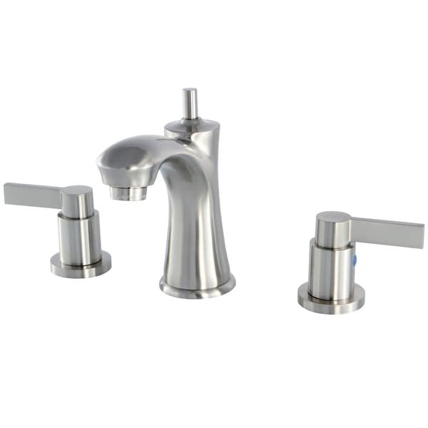 Kingston Brass KB796.NDL NuvoFusion 1.2 GPM Widespread Bathroom Faucet with Pop-Up Drain Assembly and Metal Handles