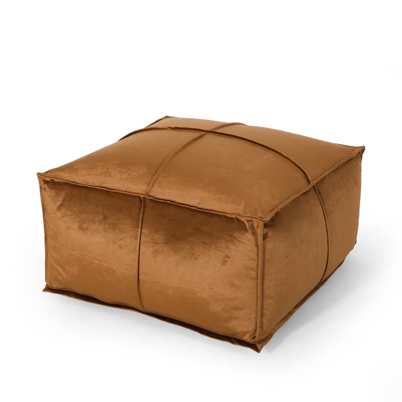Nakisha Velvet Square Bean Bag Ottoman by Christopher Knight Home