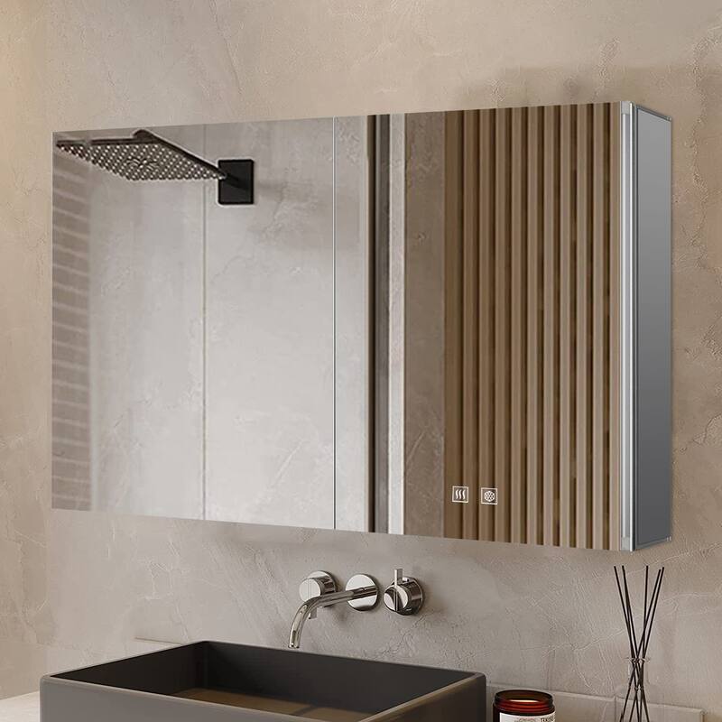 Corsica Surface-Mount LED Mirror Medicine Cabinet with Defogger - 40 in W x 28 in H