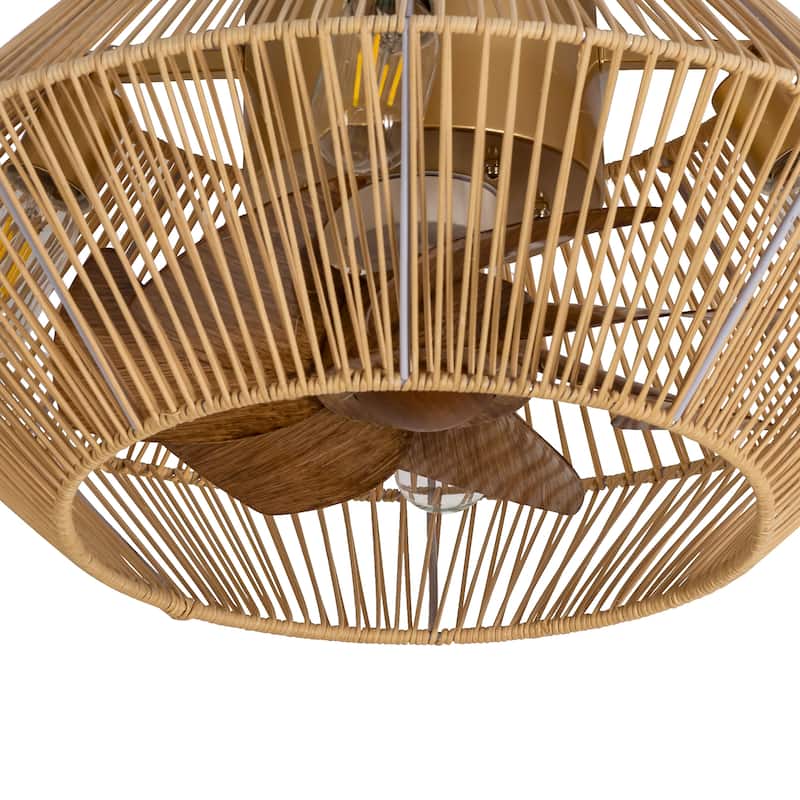 16.5"/19"/20" Vintage Distressed White Low Profile Ceiling Fan with Remote (7-Blade)