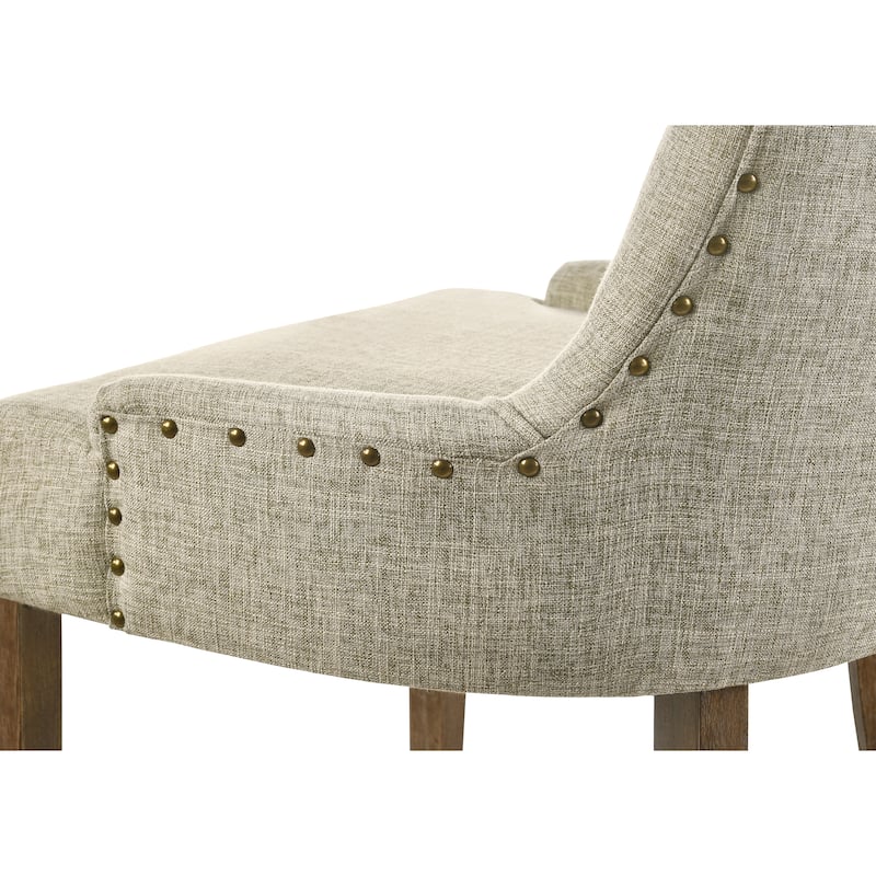 Side Chair, Beige Fabric & Salvaged Oak Finish