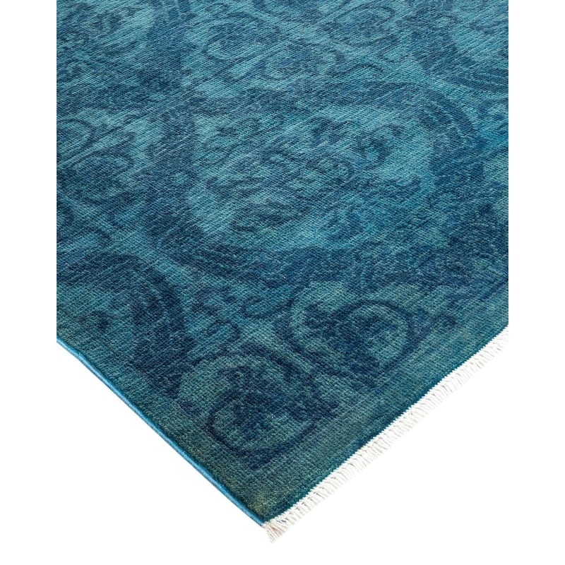 Overton Hand Knotted Wool Vintage Inspired Modern Contemporary Overdyed Blue Area Rug - 5' 1" x 7' 6"