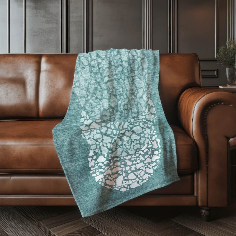 Premium Machine Washable Modern Mosaic Sherpa Throw Blanket - Teal - 4'2" x 5'10"