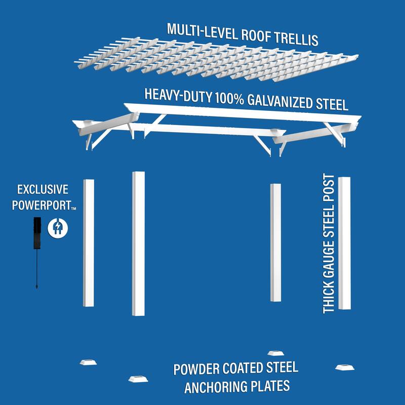 Backyard Discovery Hawthorne 14x12' Galvanized Steel Pergola w/ Canopy
