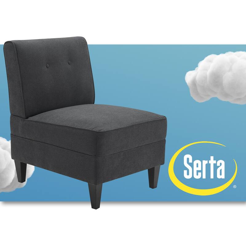 Serta Copenhagen Tufted Armless Accent Chair with Cushioned Seat and Padded Back, Slipper Chair, Compact Profile, Sleek Lines - Charcoal