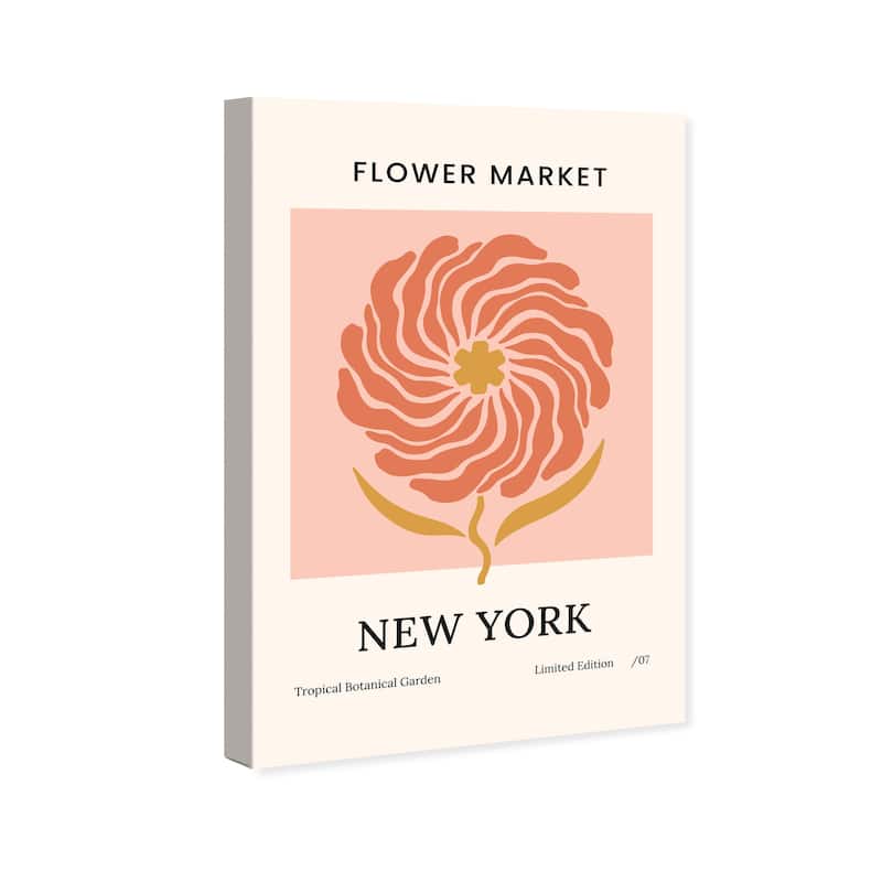 Wynwood Studio Canvas Advertising Flower Market New York Pink and Light Pink Modern & Contemporary Wall Art Canvas Print