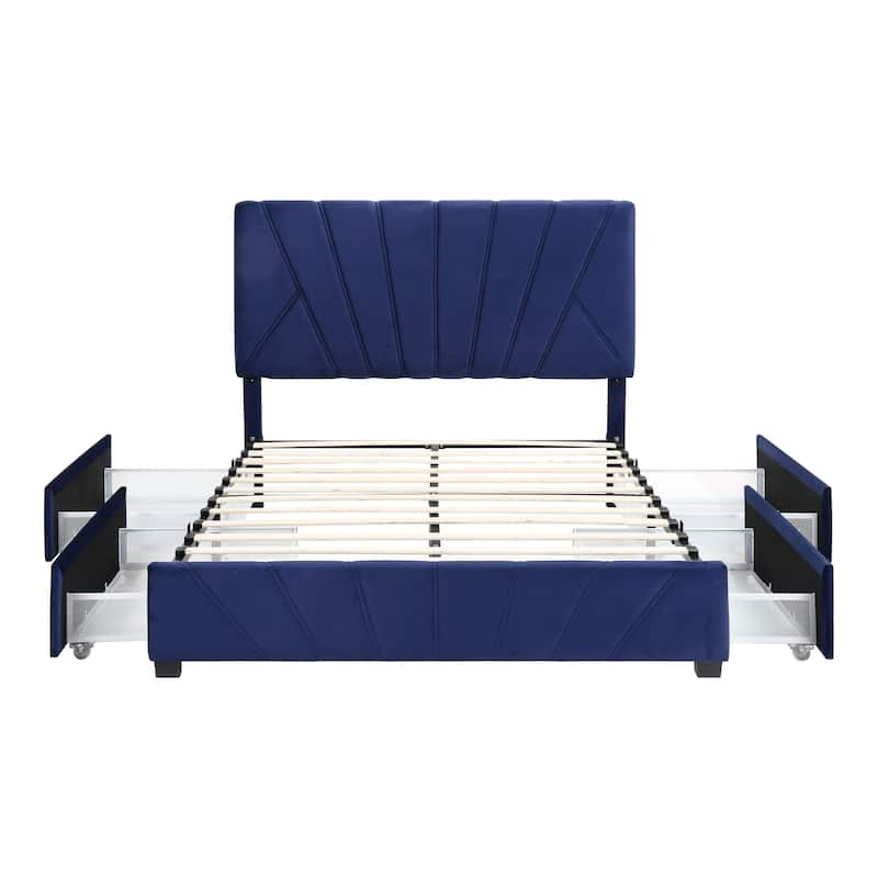 Rhiv Art Deco Upholstered 4-drawer Storage Bed by Furniture of America
