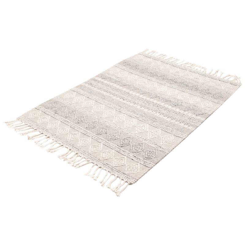 ECARPETGALLERY Braid weave Sienna Grey Wool Rug - 5'3 x 7'4