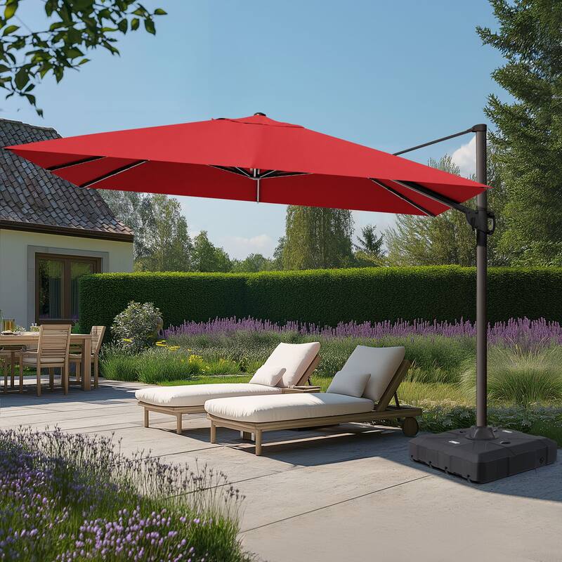 Outdoor Patio 9 FT x 11.5 FT Cantilever-Offset Umbrella with HDPE Base Stand