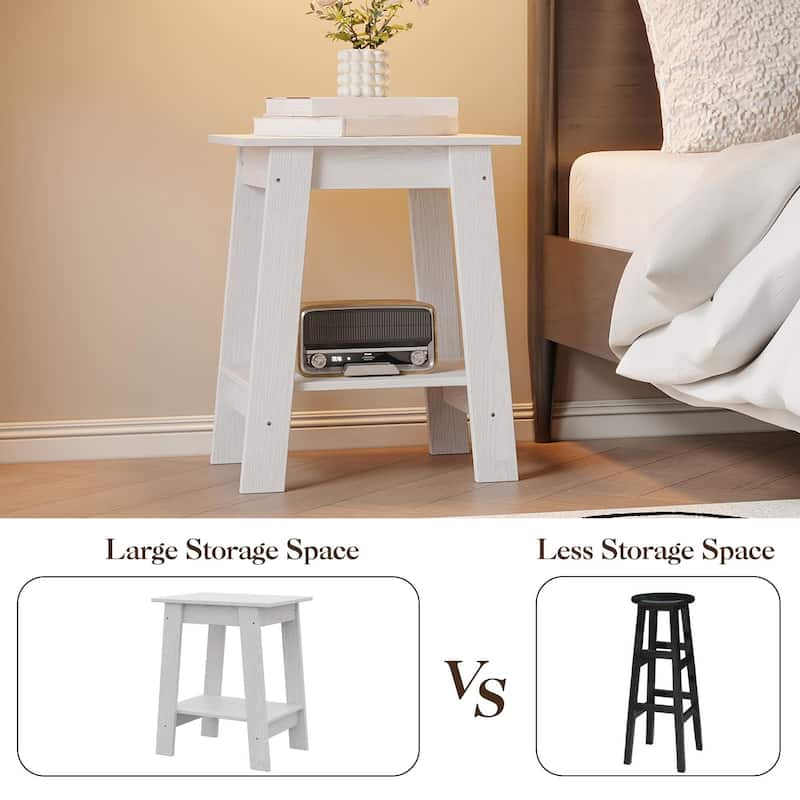 , Rustic Side Table with Storage Shelf, Small Center Table