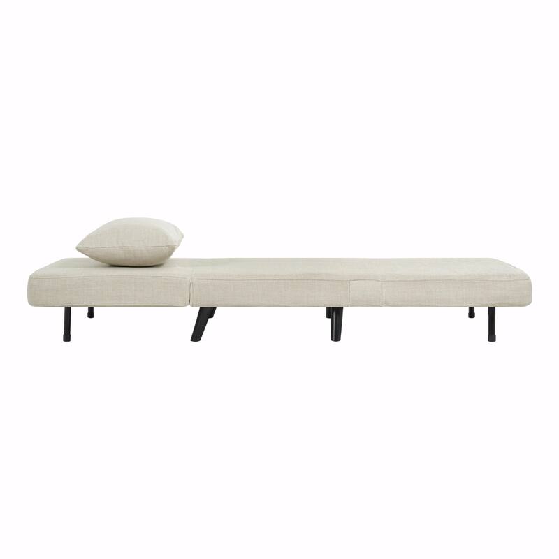 3 in 1 Foldable Linen Chaise Lounge with Adjustable Backrest, Footrest & Detachable Pillow