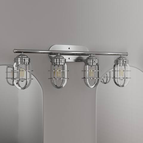 Hunter Starklake 4 Light Vanity Wall Light, Industrial, Cage, Rustic