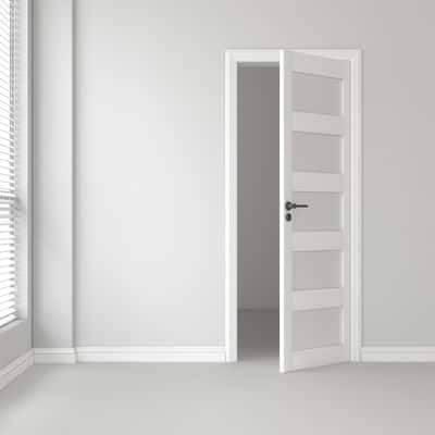 32 X 80 X 5 inch 5-Lite Frosted Glass Door Solid Wood French Door