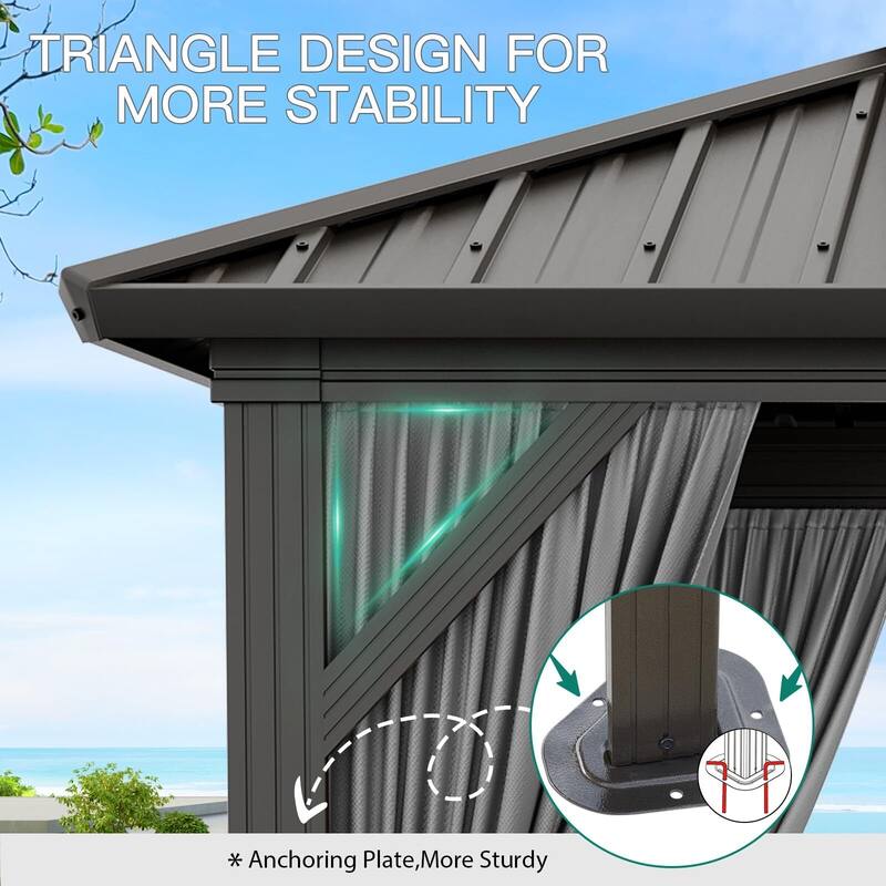 10X10FT,10X12FT,10X13FT,12X14FT,12X20FT Outdoor Galvanised Steel Hardtop Gazebo
