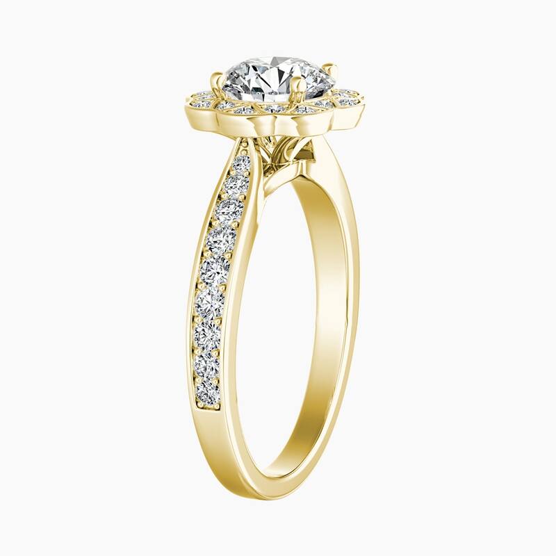 Auriya 14k Gold Round Lab Grown Art Deco Halo Engagement Ring 1.00 to 5.00 ct. tw. (F-G, VS)