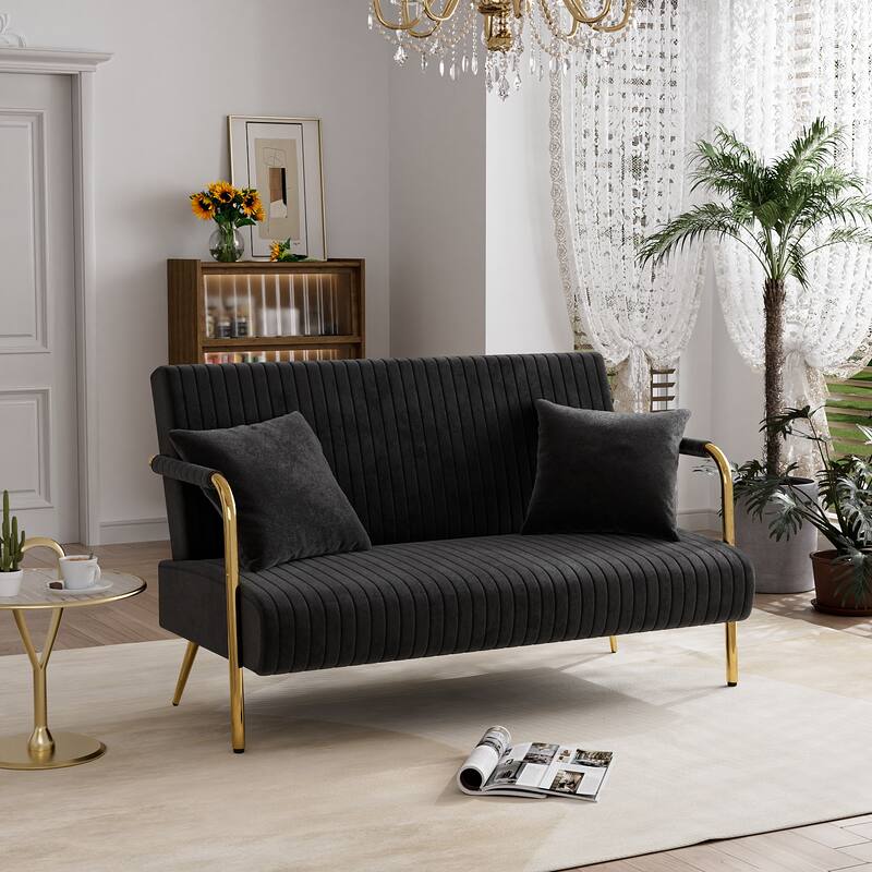 Ouyessir Upholstered Loveseat, Tufted Back Couch, Accent Armchair with 2 Pillows