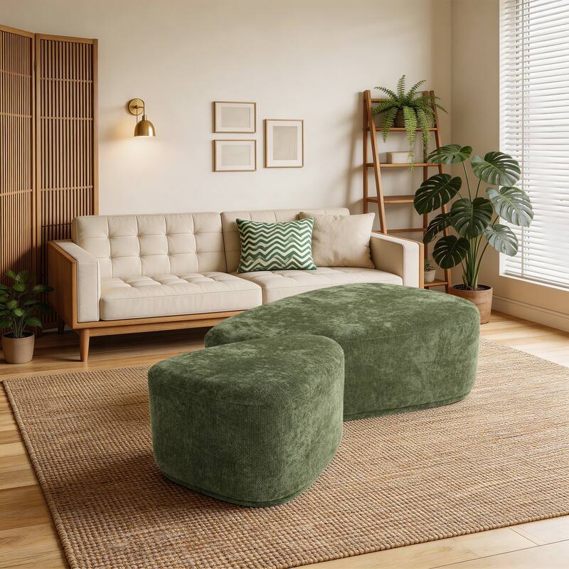 Oversized Triangle Cocktail Ottoman (Set of 2) - Hunter Green