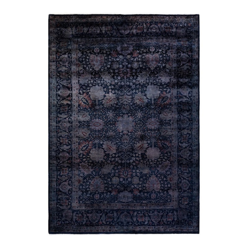 Overton Hand Knotted Wool Vintage Inspired Modern Contemporary Overdyed Purple Area Rug - 6' 2" x 9' 2"
