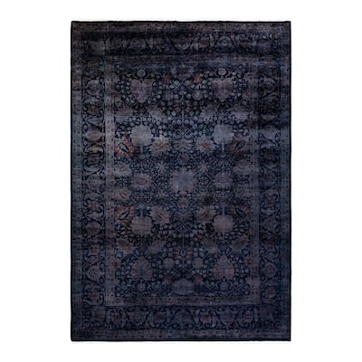 Overton Hand Knotted Wool Vintage Inspired Modern Contemporary Overdyed Purple Area Rug - 6' 2" x 9' 2"