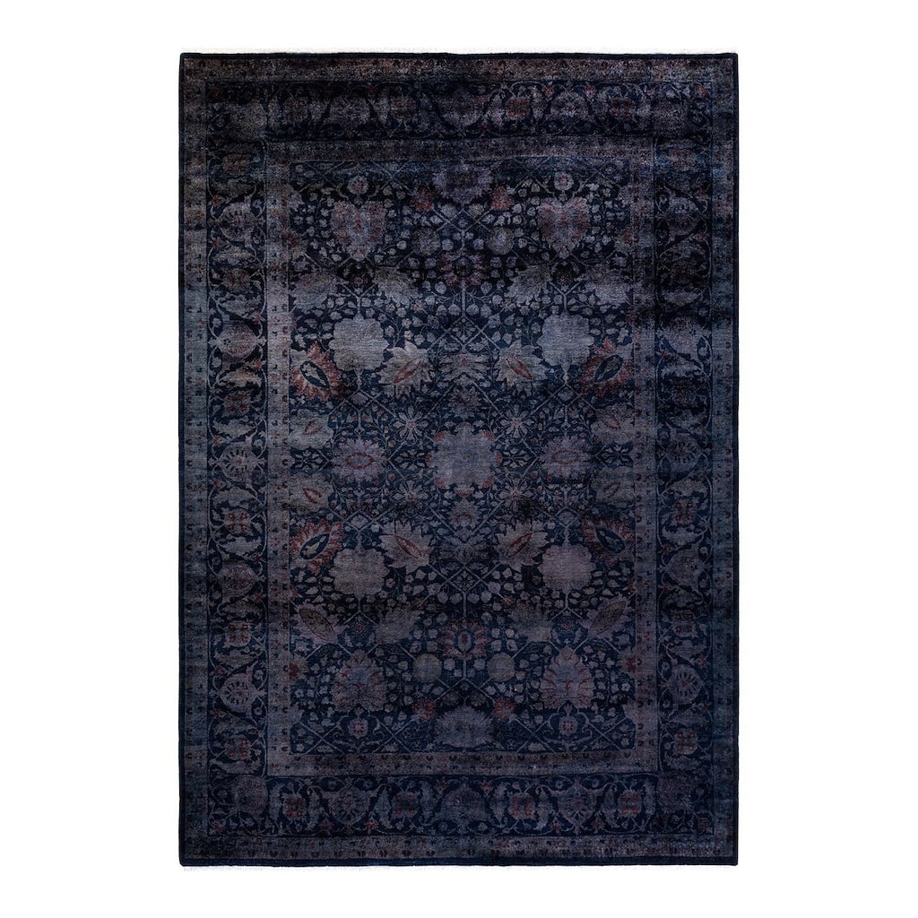 Overton Hand Knotted Wool Vintage Inspired Modern Contemporary Overdyed Purple Area Rug - 6' 2" x 9' 2"