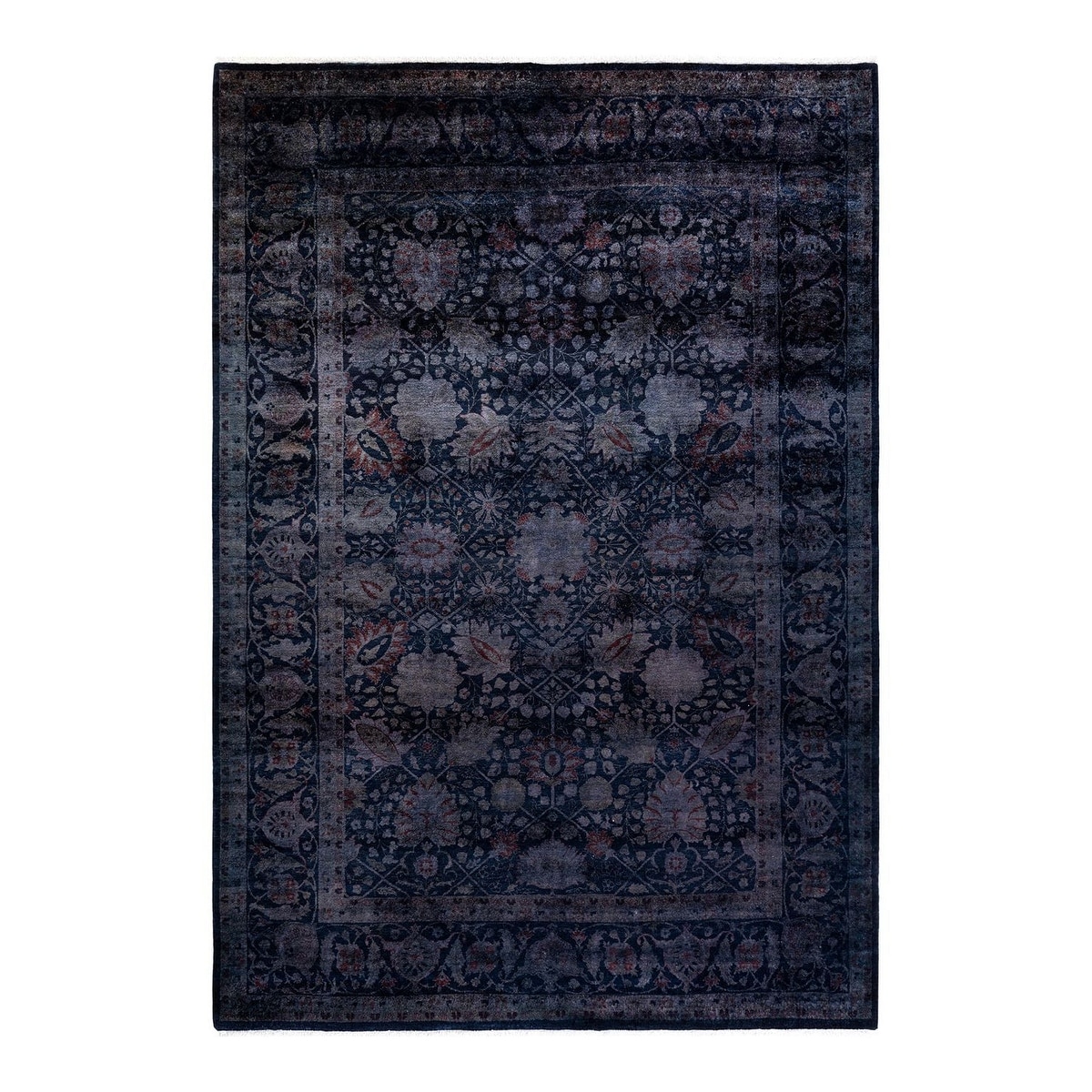 Overton Hand Knotted Wool Vintage Inspired Modern Contemporary Overdyed Purple Area Rug - 6' 2" x 9' 2"