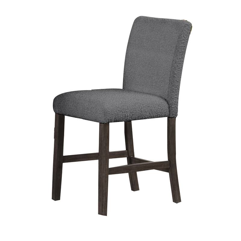 Ghy 25 Inch Dining Side Chair Set of 2, Gray Textured Upholstery, Brown