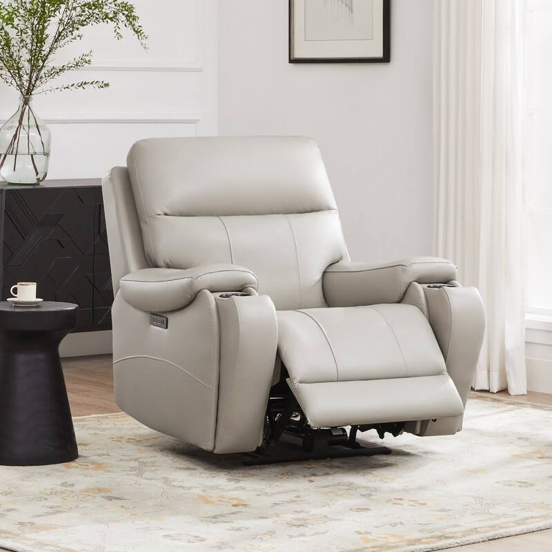 Spruce & Spring Gavin Power Genuine Leather Recliner Chair Zero-Gravity Recliner - Grey