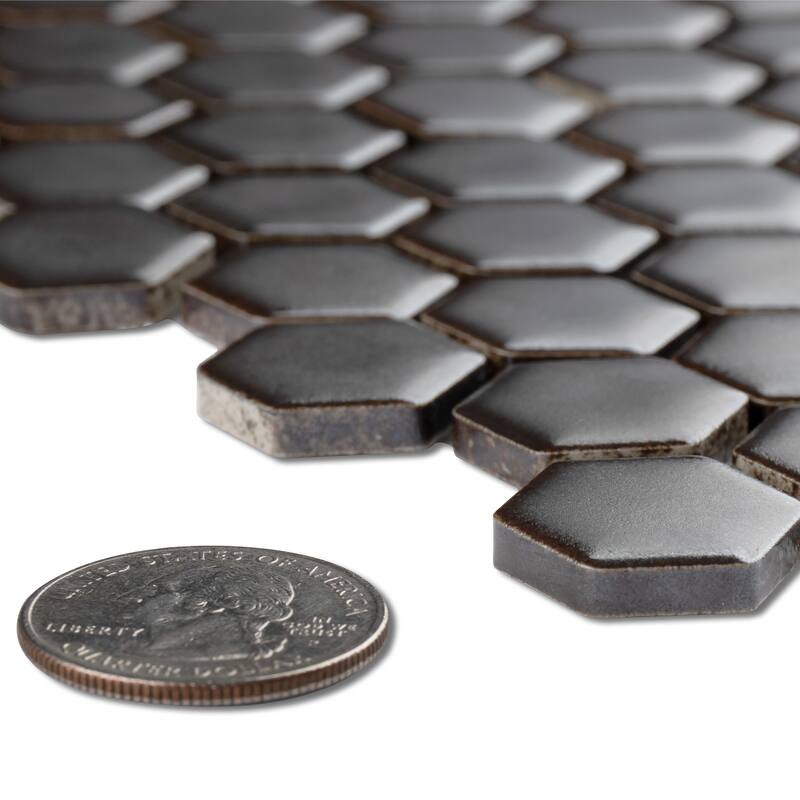 Merola Tile Colmena Hex Gunmetal 11-1/2" x 11-5/8" Porcelain Mosaic Floor and Wall Tile
