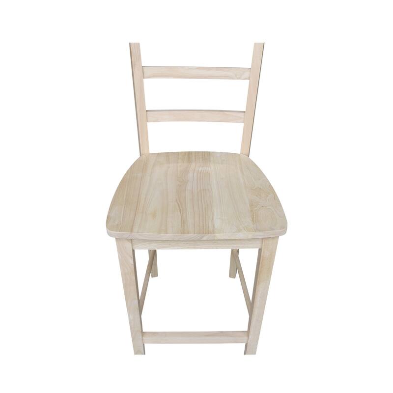 42" Round Pedestal Counter Height Table with Two Madrid Stools - Unfinished
