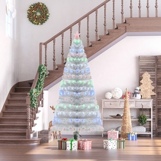 HOMCOM 6 ft. Prelit Artificial Christmas Tree with Stand, Colored Christmas Tree