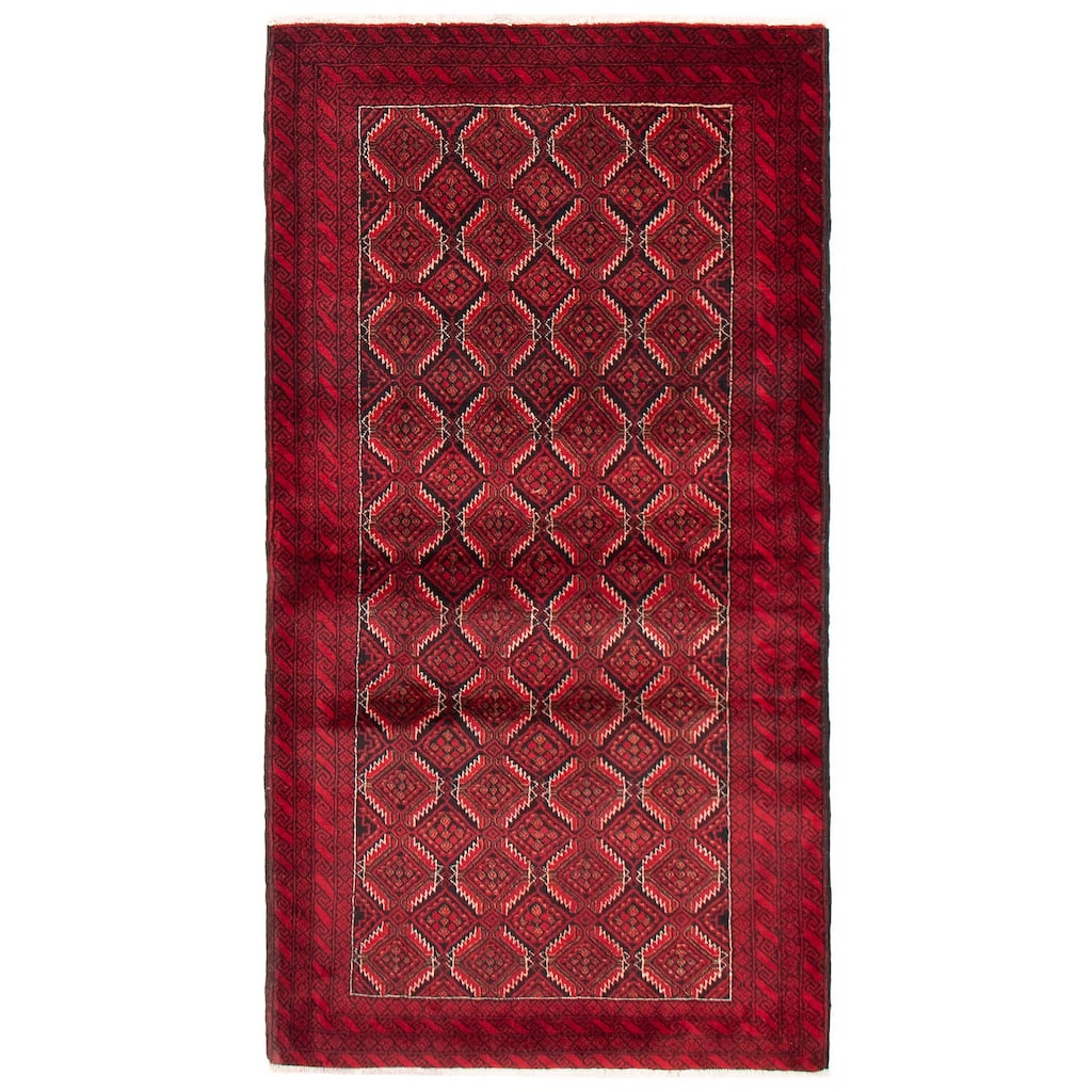 ECARPETGALLERY Hand-knotted Royal Baluch Red Wool Rug - 3'7 x 6'9