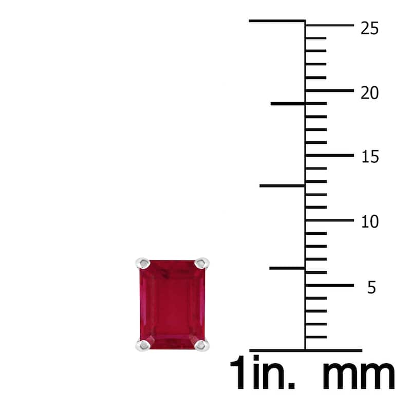 Marquee 14K White Gold 6x4MM Emerald Shaped Ruby Earrings