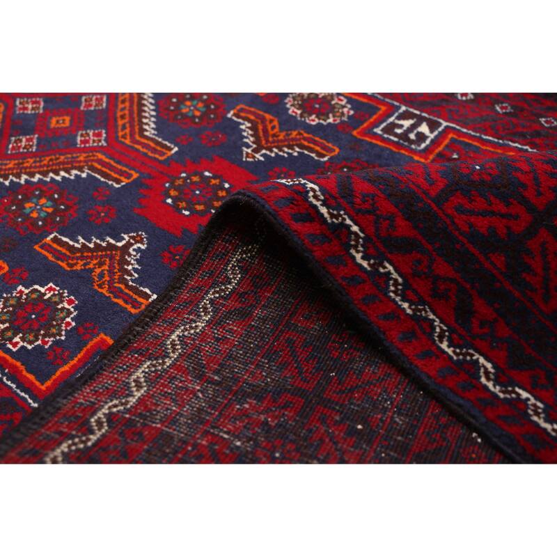 ECARPETGALLERY Hand-knotted Teimani Dark Navy, Red Wool Rug - 3'3 x 6'1