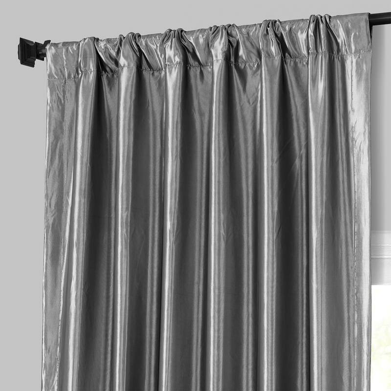 Exclusive Fabrics Solid Faux Silk Taffeta Platinum Single Curtain (1 Panel)