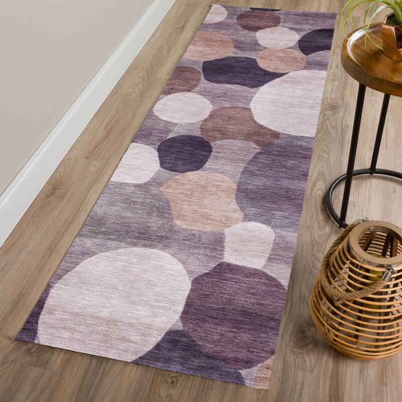 Machine Washable Indoor/ Outdoor Modern Circy Chantille Rug