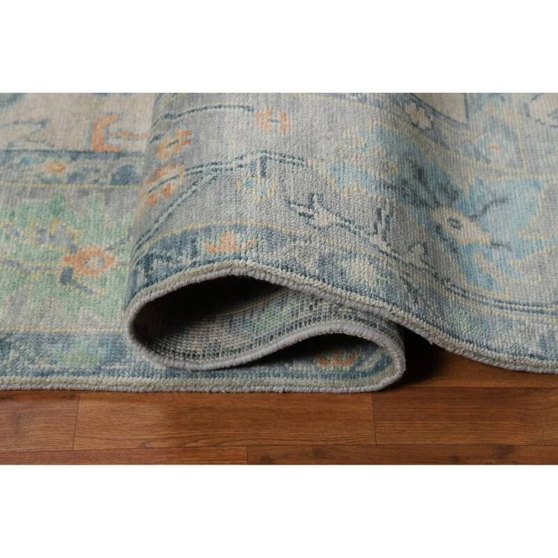 All-Over Oushak Indian Area Rug Hand-Knotted Wool Carpet - 7'10"x 10'0"