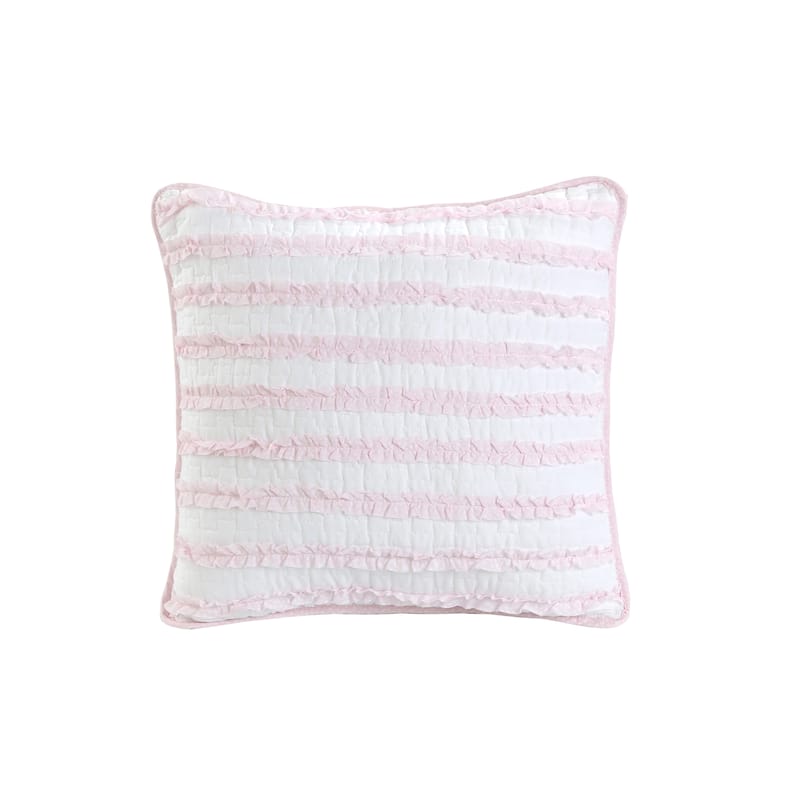 Cozy Line Pretty in Pink Stripped Ruffle Cotton Square Décor Throw Pillow - Accent - Specialty - Polyester - Pink - Single