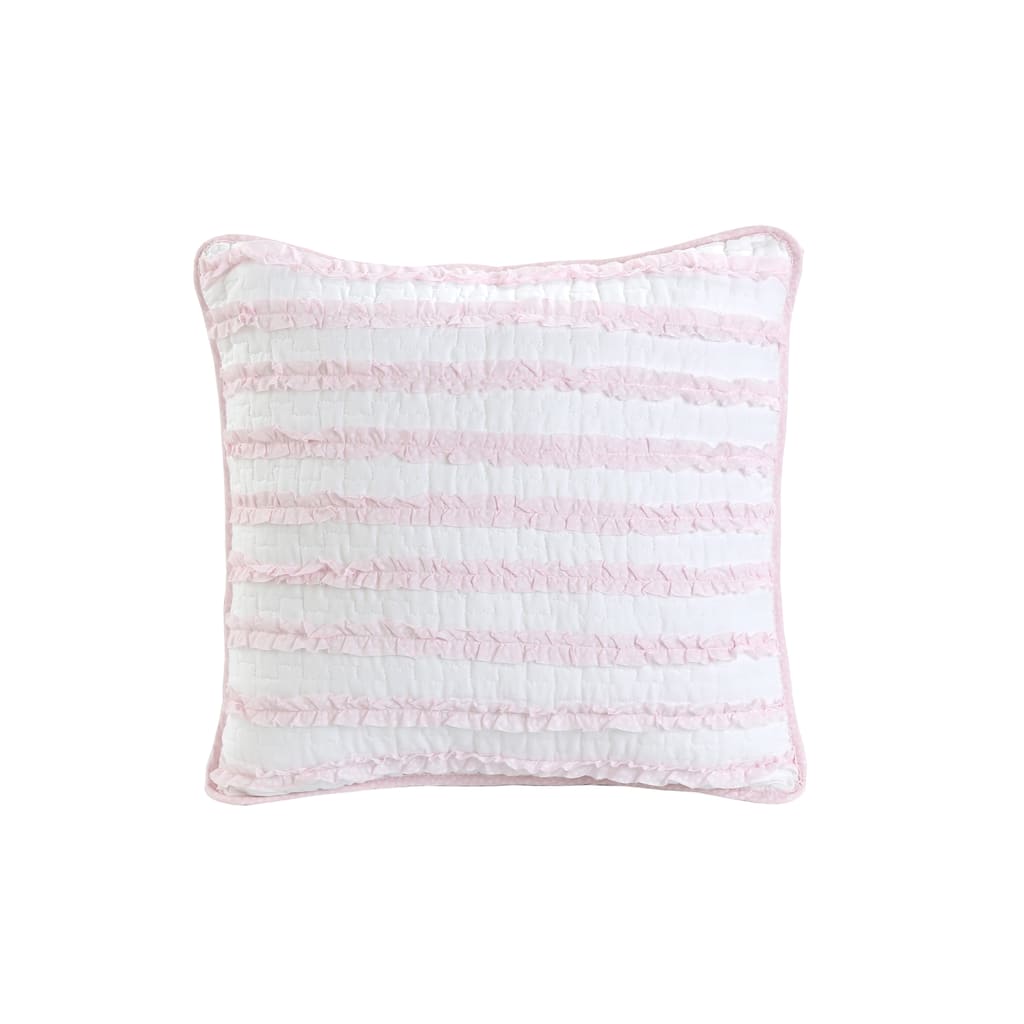 Cozy Line Pretty in Pink Stripped Ruffle Cotton Square Décor Throw Pillow