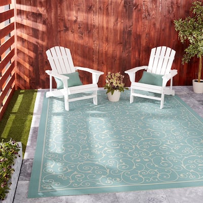 Nourison Scrolling Ivory Vines Indoor/ Outdoor Area Rug
