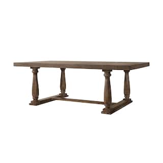 Rectangular Wooden Dining Table in Weathered Oak Finish - Weathered Oak