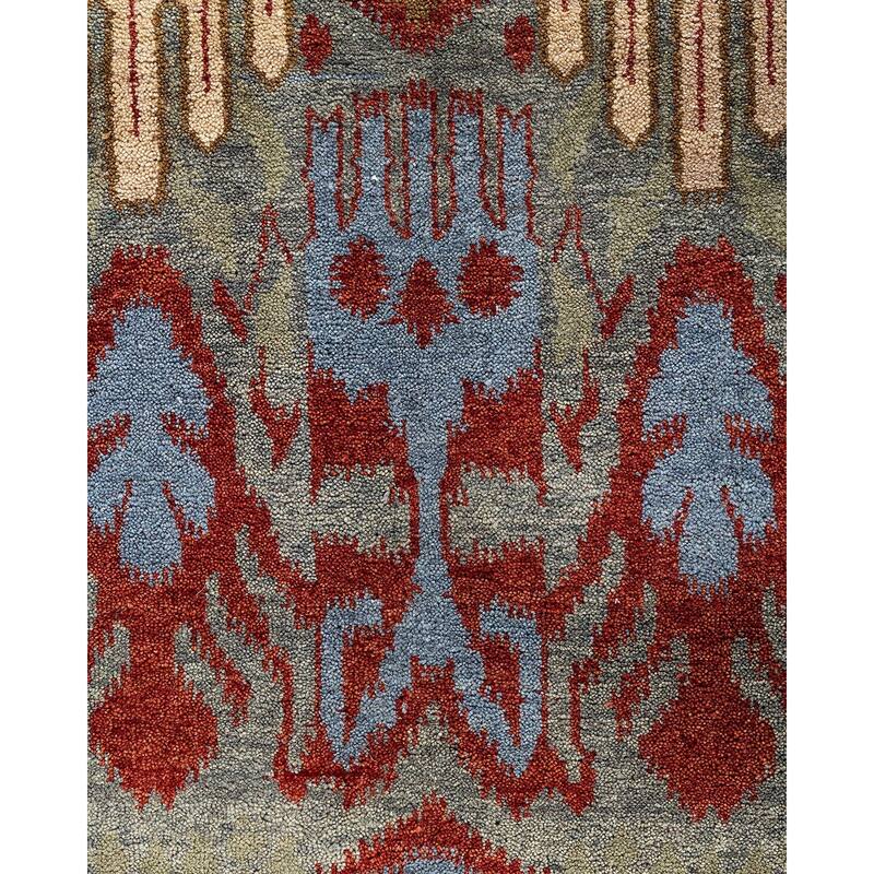 Ikat One-of-a-Kind Hand-Knotted Area Rug - Gray, 9' 2" x 12' 3" - 9' 2" x 12' 3"