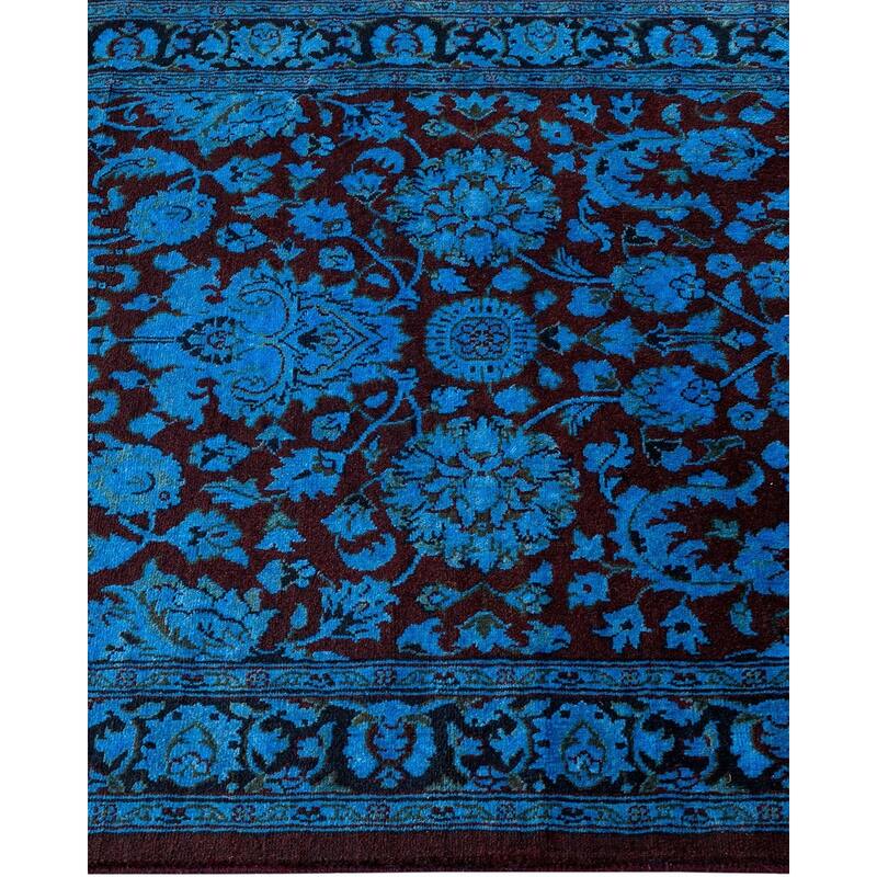 Overton Hand Knotted Wool Vintage Inspired Modern Contemporary Overdyed Blue Runner Rug - 2' 6" x 12' 1"