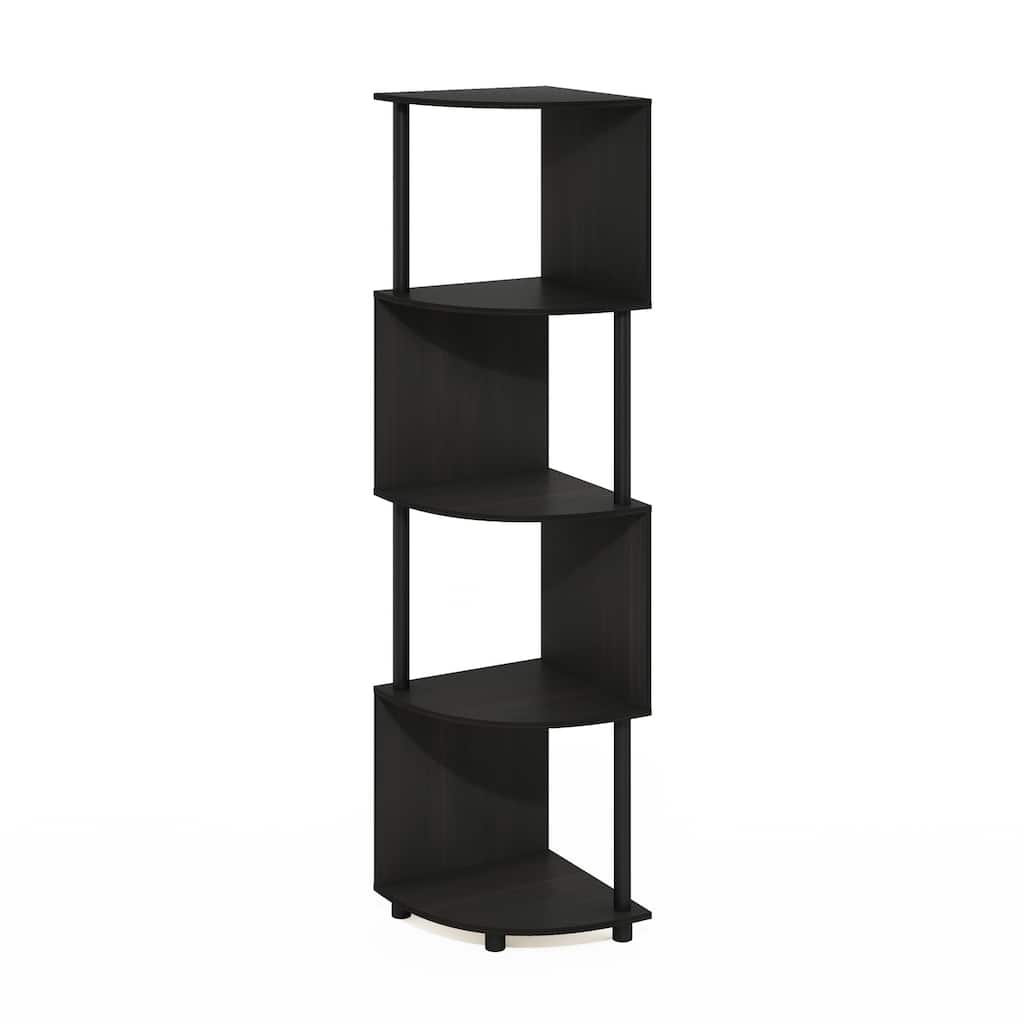 57.72 in. Tall Espresso/Black Wood 4-Shelf Bookcase