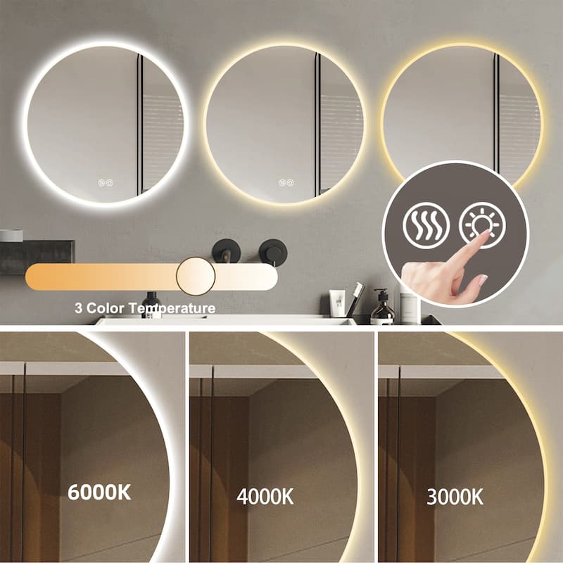 Round LED bathroom mirror with light