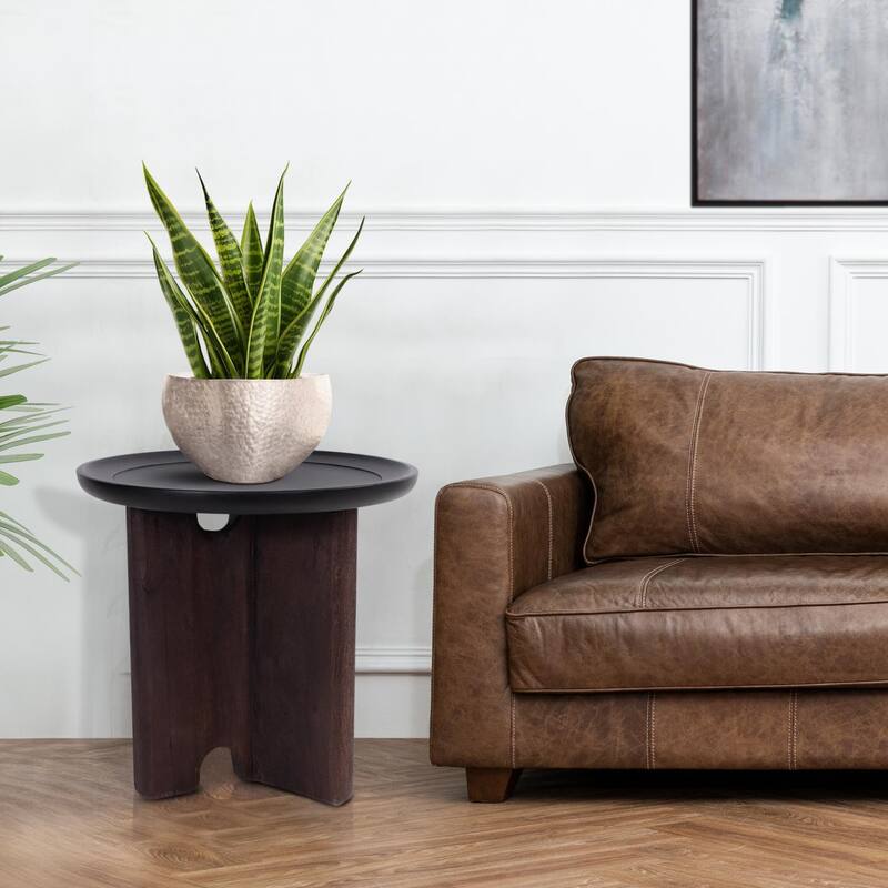 Rounded Bollack Tray Side Table - 23.3/4H x 24D x 24W