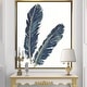 preview thumbnail 1 of 6, Designart 'Gold Indigo Feathers IV' Modern Bohemian Framed Canvas - Grey 16 in. wide x 32 in. high - Gold